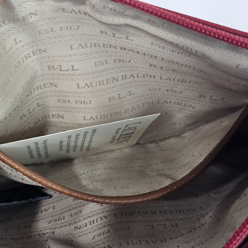 Lauren Ralph Lauren Plain Red Zip Crossbody Clutch Bag Case Pouch - Picture 6 of 14